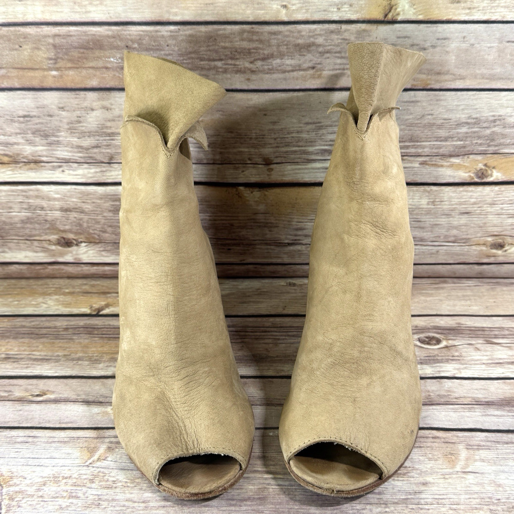 Free People Womens Golden Road Peep Toe Soft Tan Leather Ankle Boots 37/6.5 - Picture 4 of 9